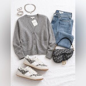 Aimee Song Song of Style Gray Button-Up Cardigan